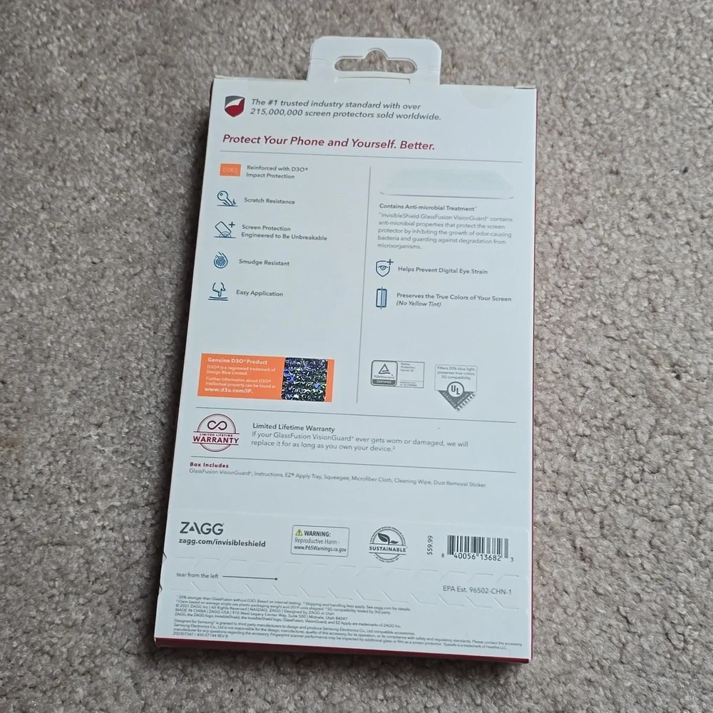 ZAGG Glassfusion Visionguard for Samsung Galaxy S21 Ultra 5G Phone